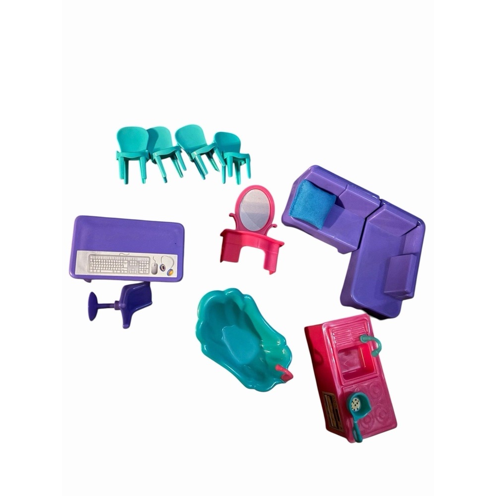 Doll Furniture Set Teal Pink Purple For Small Figures Kid Connection Lot